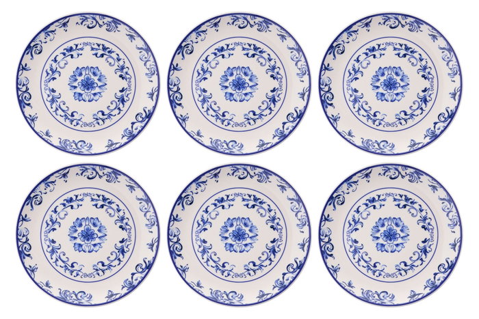 Hermia Blue Serv Flover Juego de Platos de Servicio (6 Piezas) Azul y Blanco Hermia Blue Serv Flover Juego de Platos de Servicio (6 Piezas) Azul y Blanco